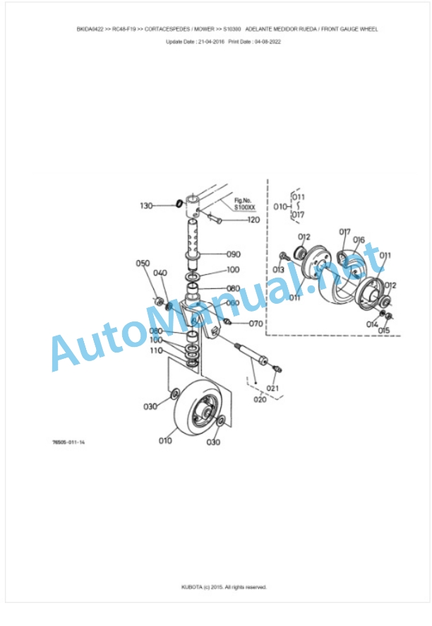 Kubota RC48-F19 Parts Manual PDF BKIDA0422-4