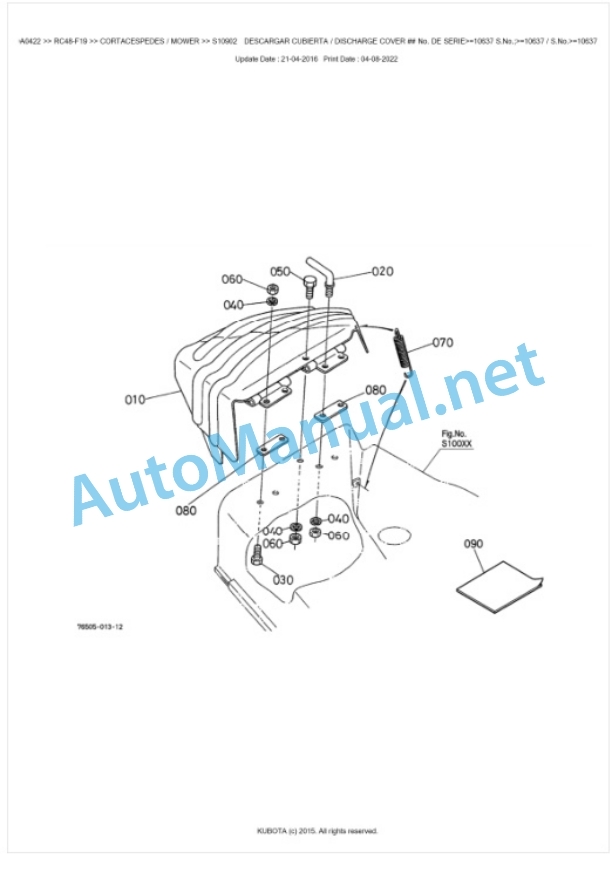 Kubota RC48-F19 Parts Manual PDF BKIDA0422-5