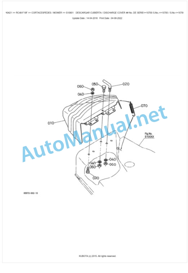 Kubota RC48-F19F Parts Manual PDF BKIDA0421-5