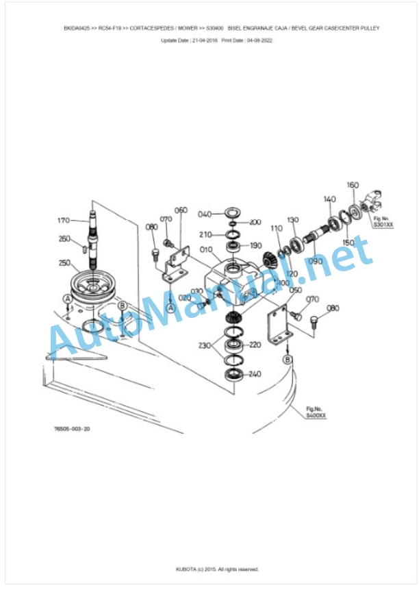 Kubota RC54-F19 Parts Manual PDF BKIDA0425-2