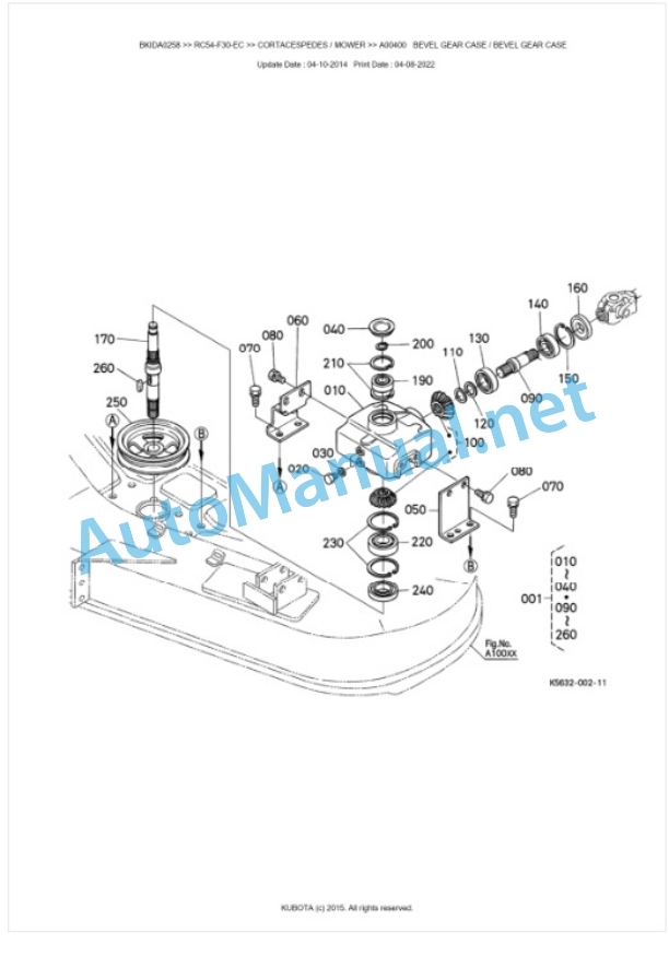 Kubota RC54-F30-EC Parts Manual PDF BKIDA0258-2