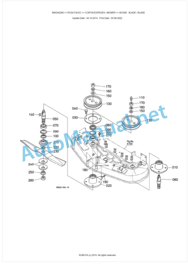 Kubota RC54-F30-EC Parts Manual PDF BKIDA0258-3