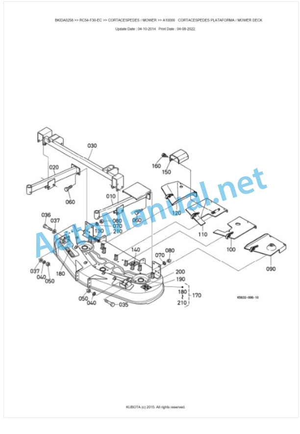 Kubota RC54-F30-EC Parts Manual PDF BKIDA0258-4