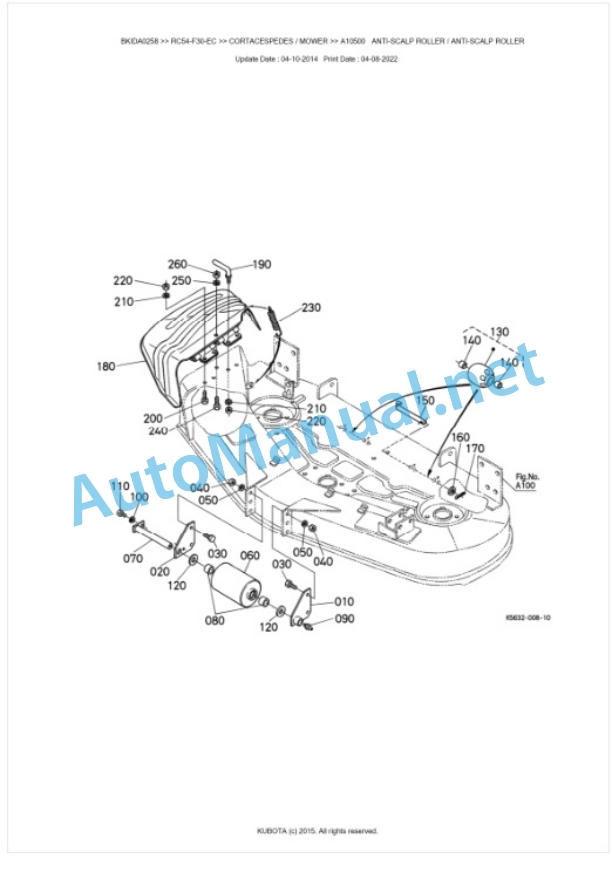 Kubota RC54-F30-EC Parts Manual PDF BKIDA0258-5