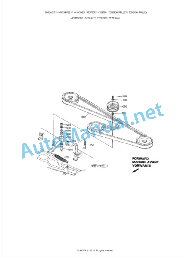 Kubota RC54-FZ21F Parts Manual PDF BKIDA0151-3