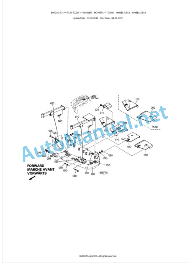 Kubota RC54-FZ21F Parts Manual PDF BKIDA0151-4