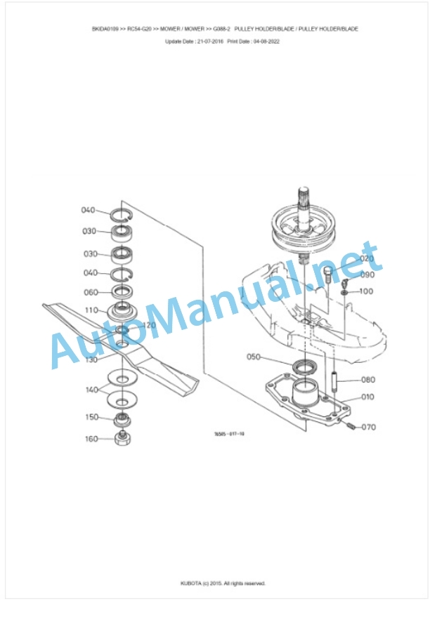 Kubota RC54-G20 Parts Manual PDF BKIDA0109-2