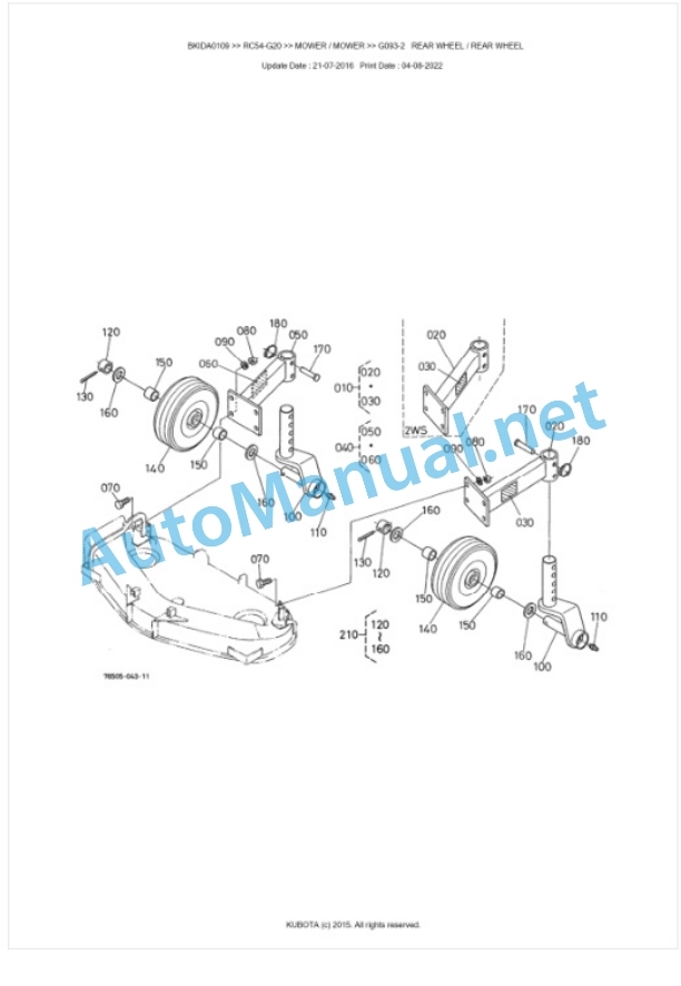 Kubota RC54-G20 Parts Manual PDF BKIDA0109-4