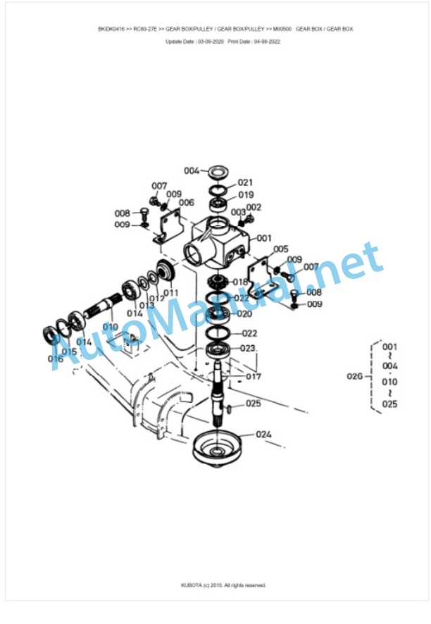 Kubota RC60-27E Parts Manual PDF BKIDK0416-3