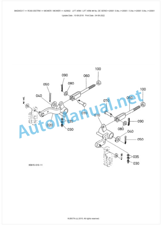 Kubota RC60-35STRW Parts Manual PDF BKIDK5317-5