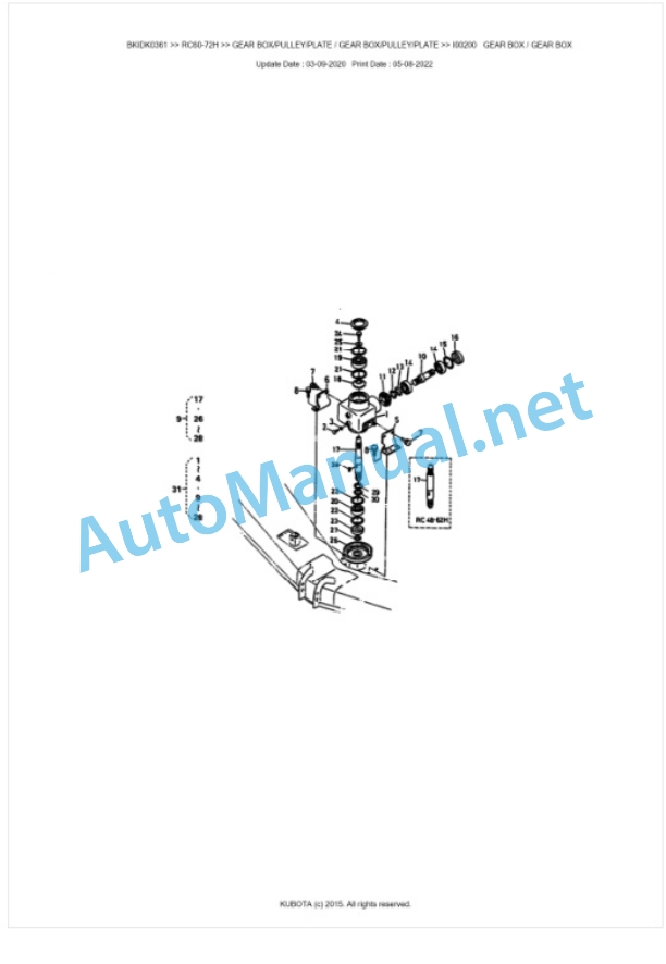 Kubota RC60-72H Parts Manual PDF BKIDK0361-2