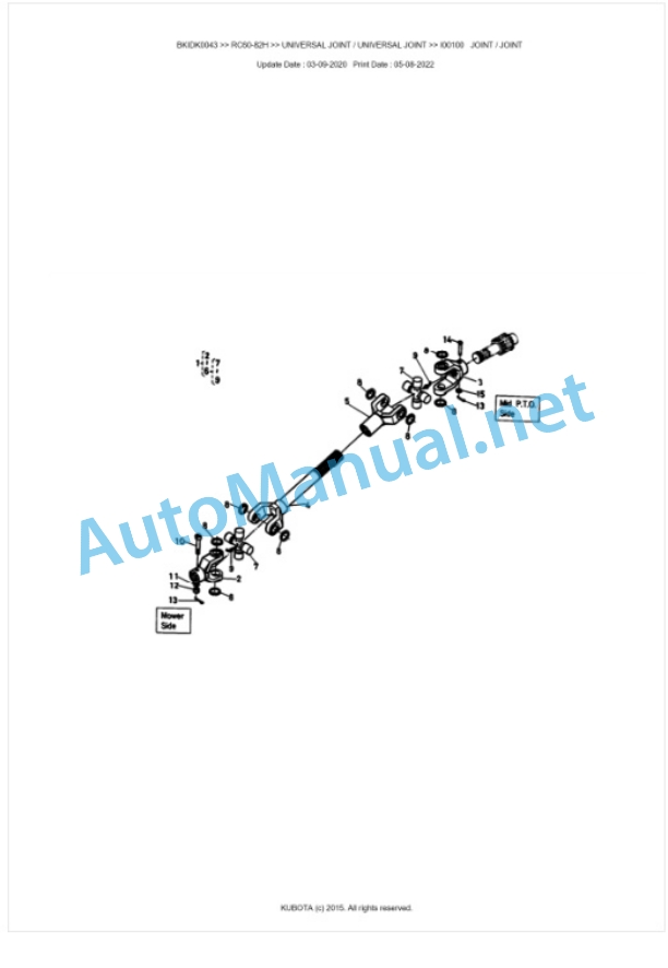 Kubota RC60-82H Parts Manual PDF BKIDK0043-2