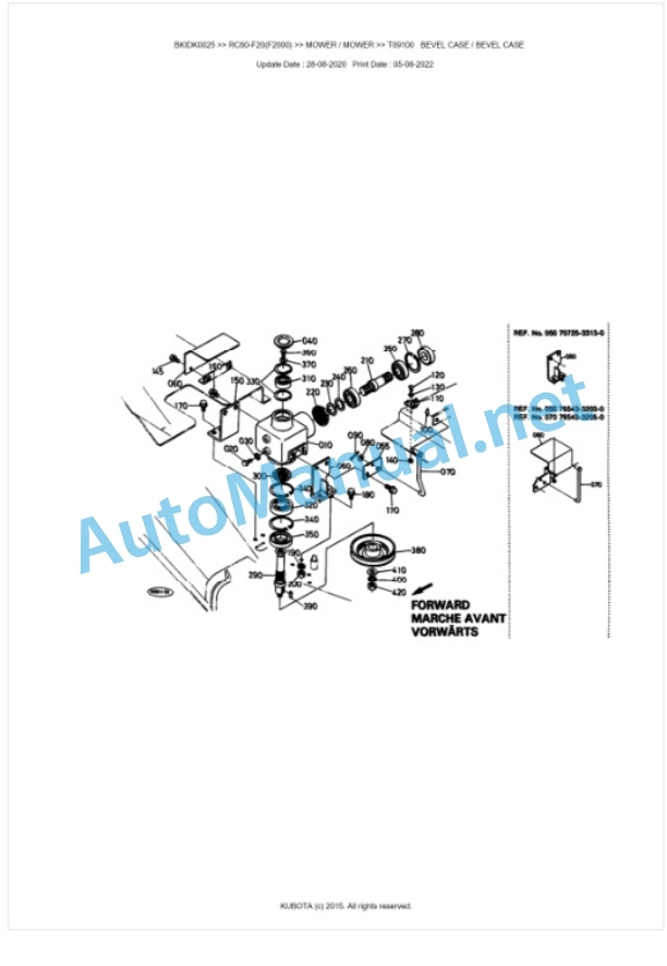 Kubota RC60-F20(F2000) Parts Manual PDF BKIDK0025-2