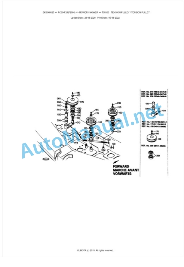 Kubota RC60-F20(F2000) Parts Manual PDF BKIDK0025-3