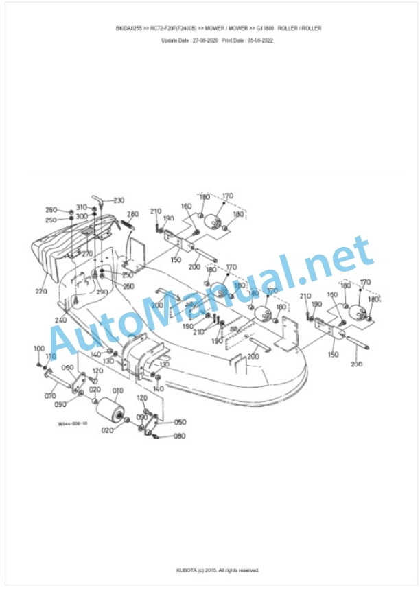 Kubota RC72-F20F(F2400B) Parts Manual PDF BKIDA0255-5