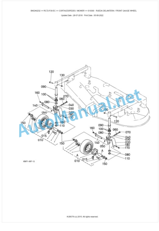 Kubota RC72-F30-EC Parts Manual PDF BKIDA0232-4