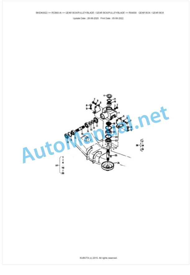 Kubota RCB60-IA Parts Manual PDF BKIDK0022-3