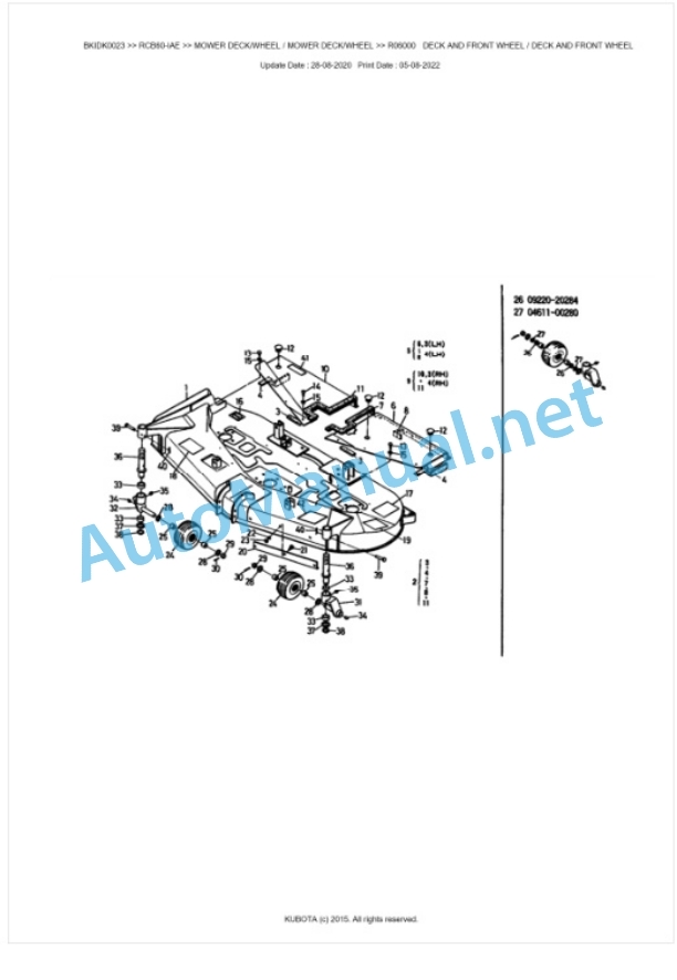 Kubota RCB60-IAE Parts Manual PDF BKIDK0023-4