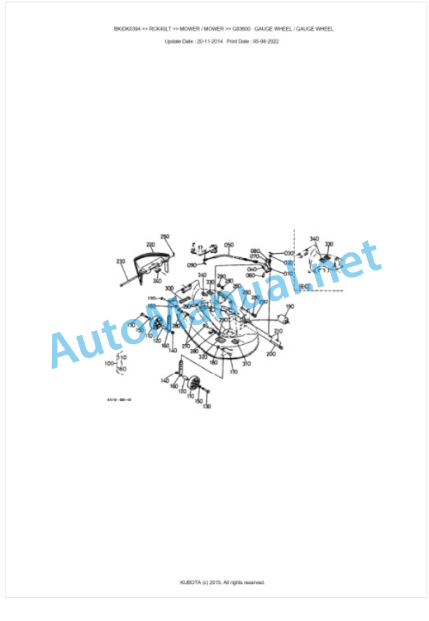 Kubota RCK40LT Parts Manual PDF BKIDK0394-5