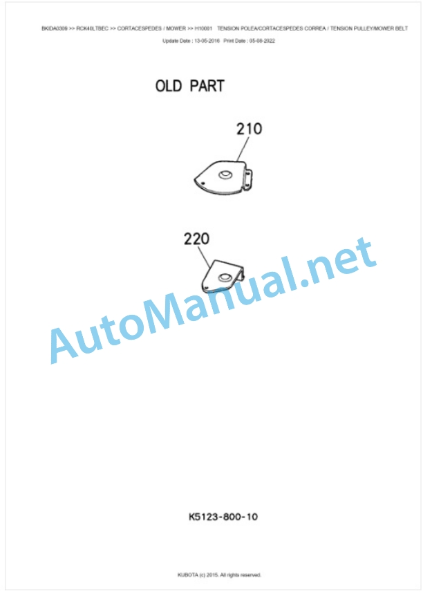 Kubota RCK40LTBEC Parts Manual PDF BKIDA0309-2