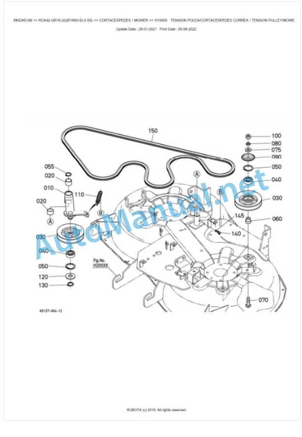 Kubota RCK42-GR16-2(GR1600-ID-2-S5) Parts Manual PDF BKIDA5198-3