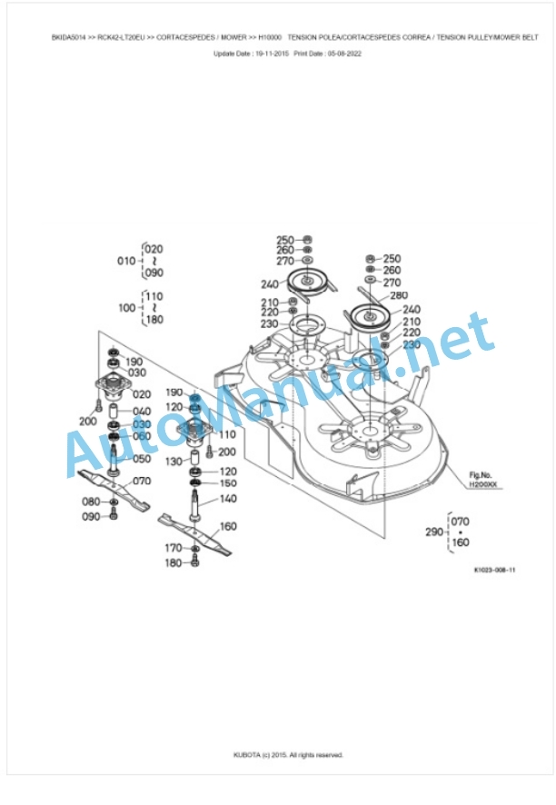 Kubota RCK42-LT20EU Parts Manual PDF BKIDA5014-2