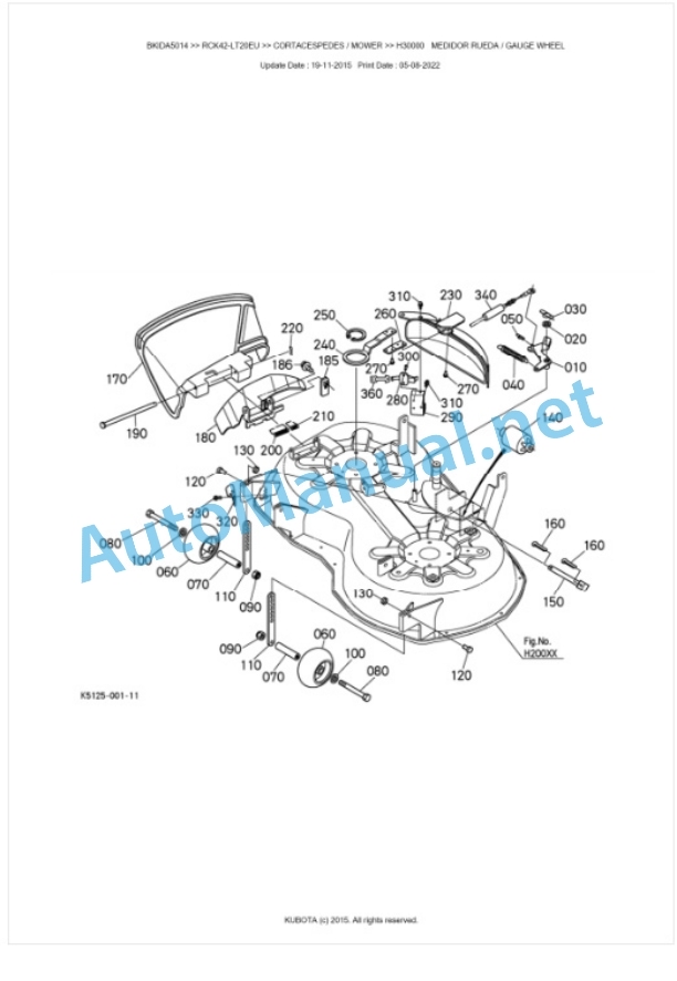 Kubota RCK42-LT20EU Parts Manual PDF BKIDA5014-5