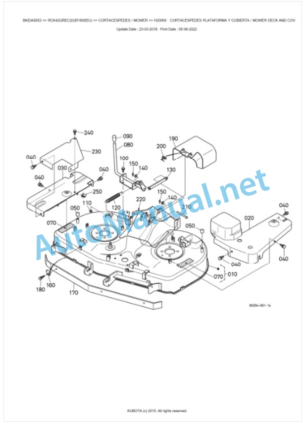 Kubota RCK42GREC2(GR1600EU) Parts Manual PDF BKIDA5053-4