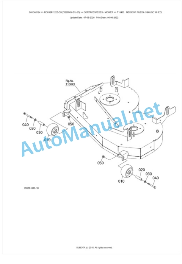 Kubota RCK42P-122Z-EU(Z122RKW-EU-S5) Parts Manual PDF BKIDA5194-4