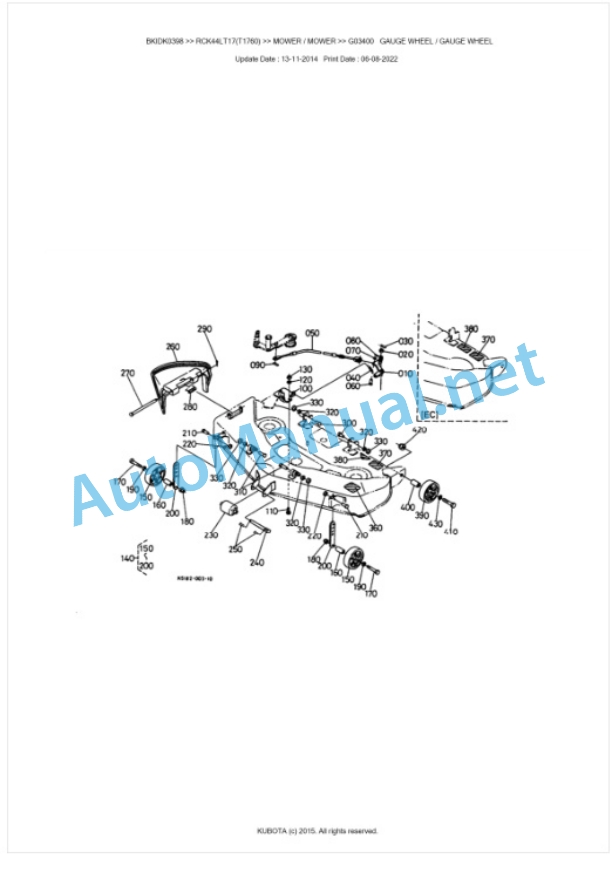 Kubota RCK44LT17(T1760) Parts Manual PDF BKIDK0398-5