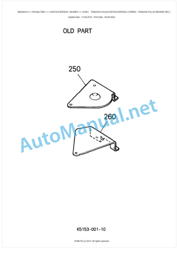 Kubota RCK44LTBEC Parts Manual PDF BKIDA0310-2