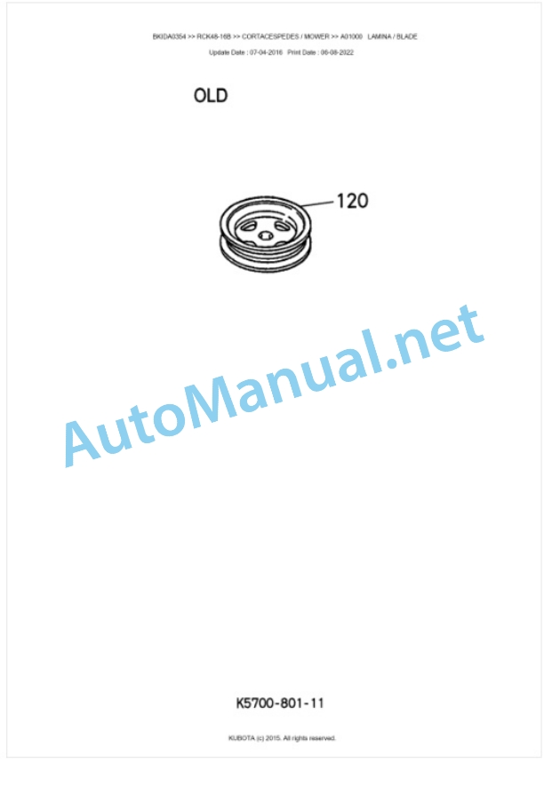 Kubota RCK48-16B Parts Manual PDF BKIDA0354-3