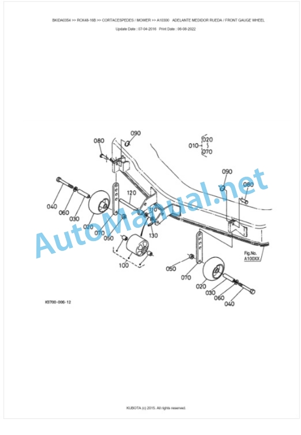 Kubota RCK48-16B Parts Manual PDF BKIDA0354-4