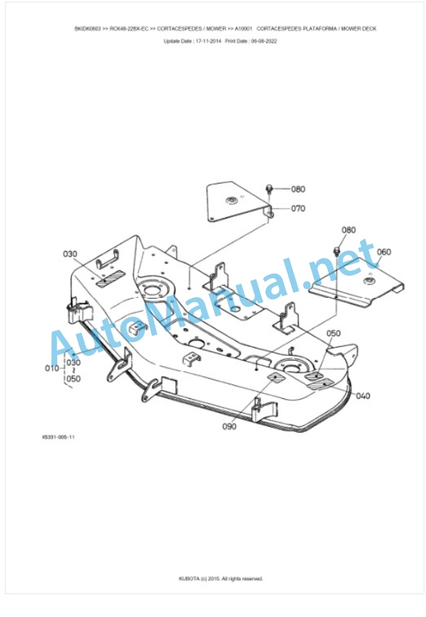 Kubota RCK48-22BX-EC Parts Manual PDF BKIDK0603-4