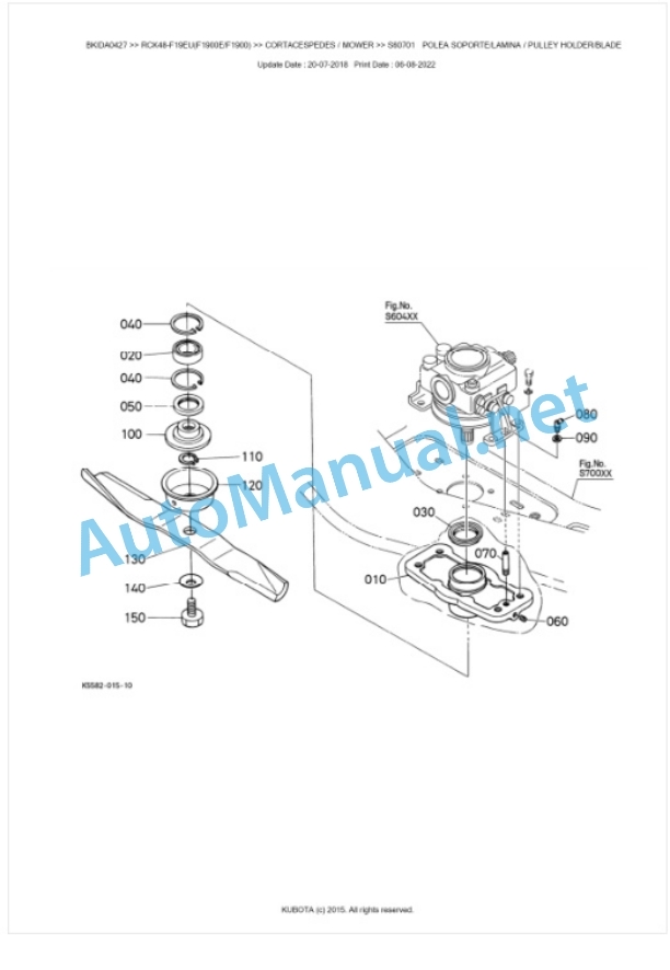 Kubota RCK48-F19EU(F1900E, F1900) Parts Manual PDF BKIDA0427-2