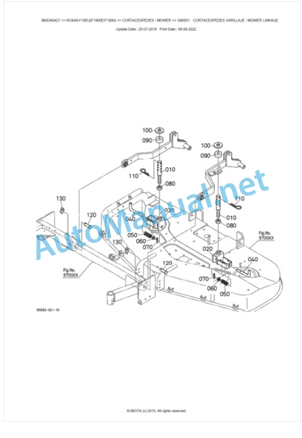 Kubota RCK48-F19EU(F1900E, F1900) Parts Manual PDF BKIDA0427-5