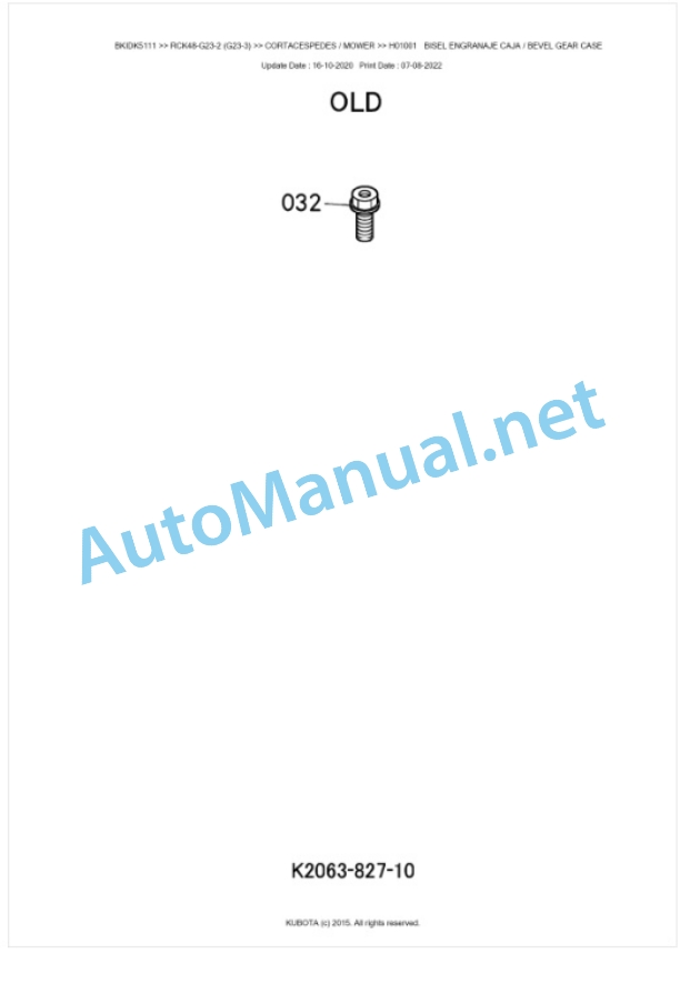 Kubota RCK48-G23-2 (G23-3) Parts Manual PDF BKIDK5111-2