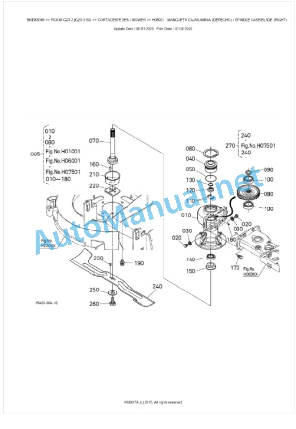 Kubota RCK48-G23-2 (G23-3-S5) Parts Manual PDF BKIDK5369-3