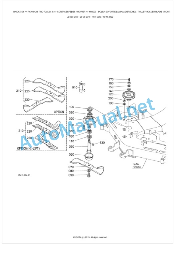 Kubota RCK48G18-PRO-F2(G21-3) Parts Manual PDF BKIDK5104-3