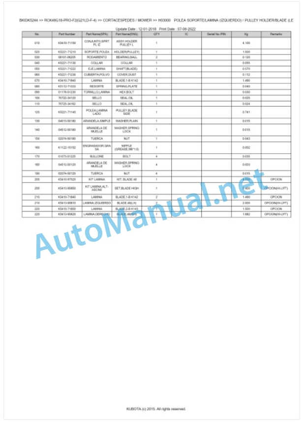 Kubota RCK48G18-PRO-F2(G21LD-F-4) Parts Manual PDF BKIDK5244-3