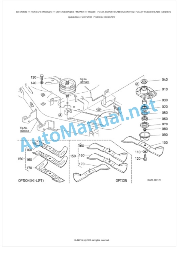 Kubota RCK48G18-PRO(G21) Parts Manual PDF BKIDK0682-2