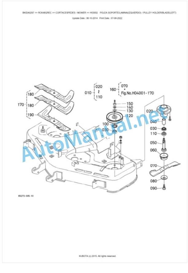 Kubota RCK48GREC Parts Manual PDF BKIDA0297-3