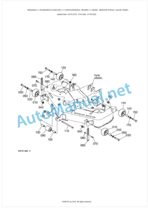 Kubota RCK48GREC2-F(GR2120F) Parts Manual PDF BKIDA5043-5