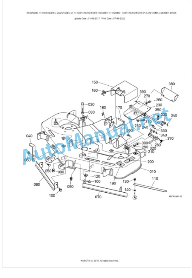 Kubota RCK48GREU-2(GR2120EU-2) Parts Manual PDF BKIDA5083-4