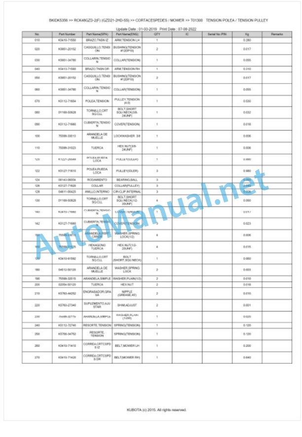 Kubota RCK48GZD-2(F) (GZD21-2HD-S5) Parts Manual PDF BKIDK5356-4