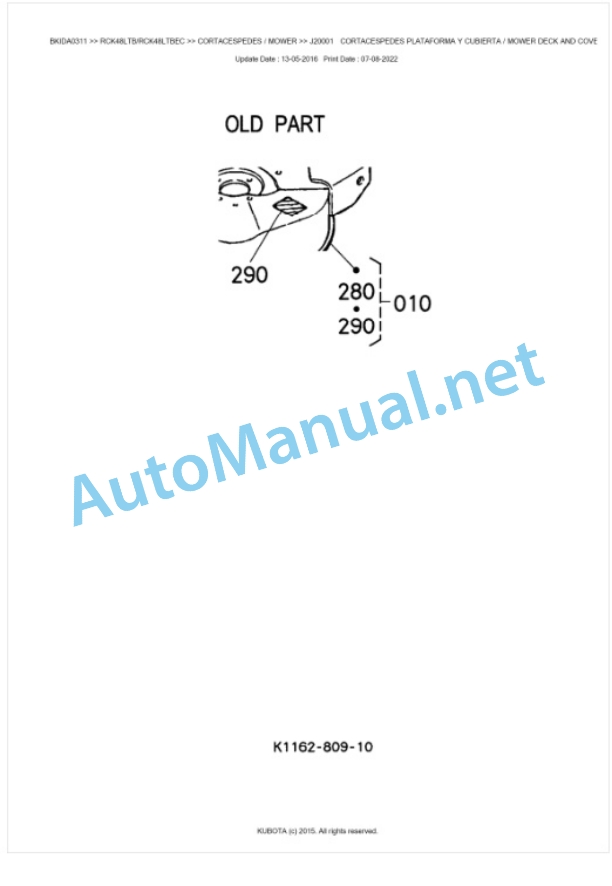 Kubota RCK48LTB, RCK48LTBEC Parts Manual PDF BKIDA0311-3