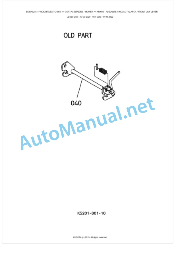 Kubota RCK48TGEC(TG1860) Parts Manual PDF BKIDA0284-5