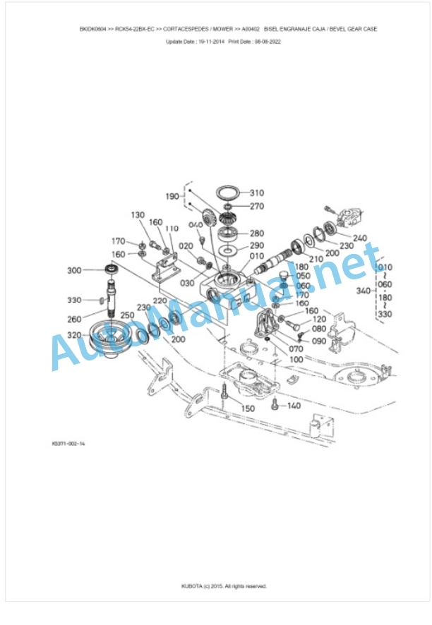 Kubota RCK54-22BX-EC Parts Manual PDF BKIDK0604-2