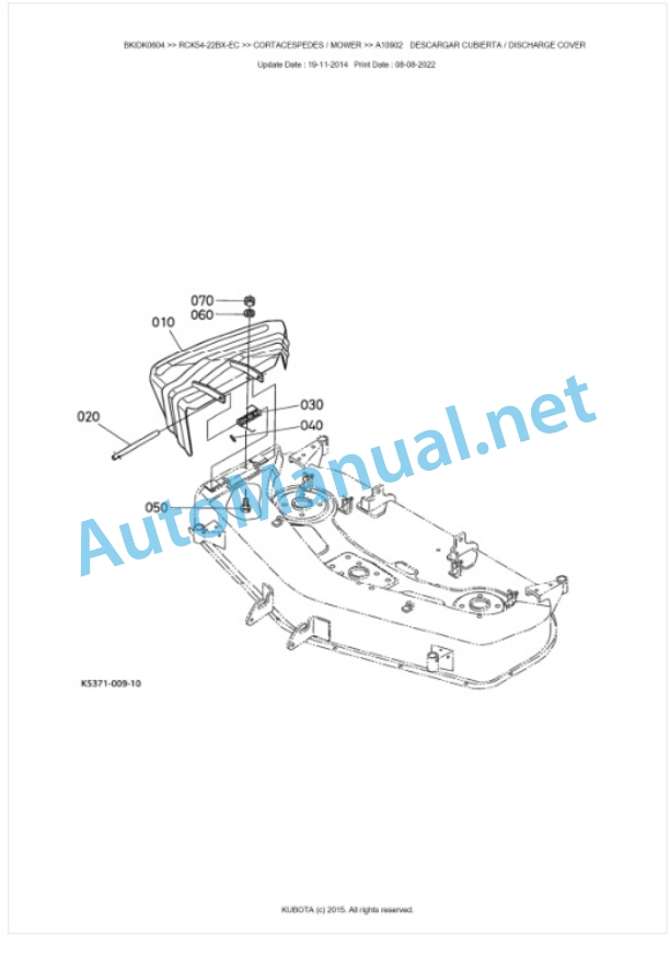 Kubota RCK54-22BX-EC Parts Manual PDF BKIDK0604-5