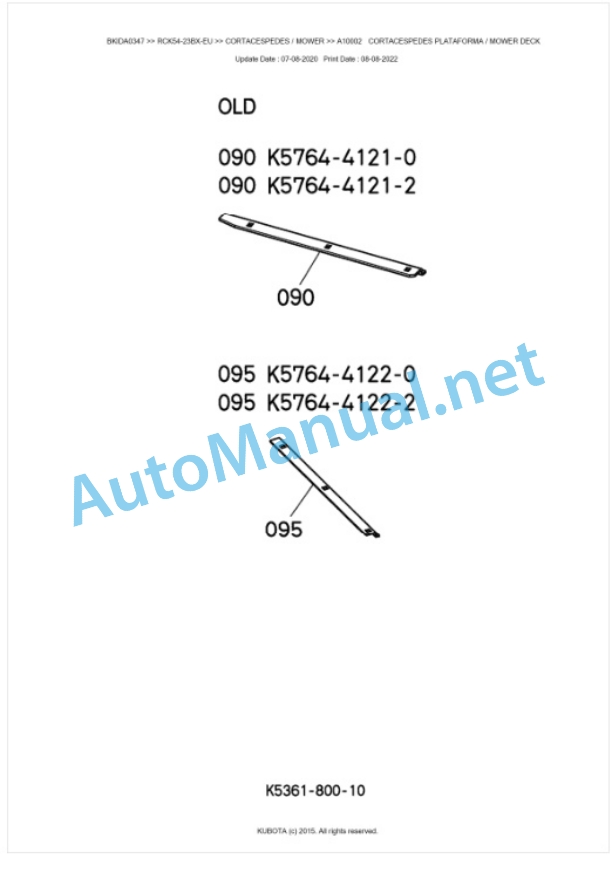 Kubota RCK54-23BX-EU Parts Manual PDF BKIDA0347-4